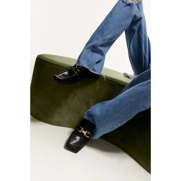 ZARA ANIMAL PRINT 100% COW LEATHER FLAT LOAFERS - Picture 5 of 9